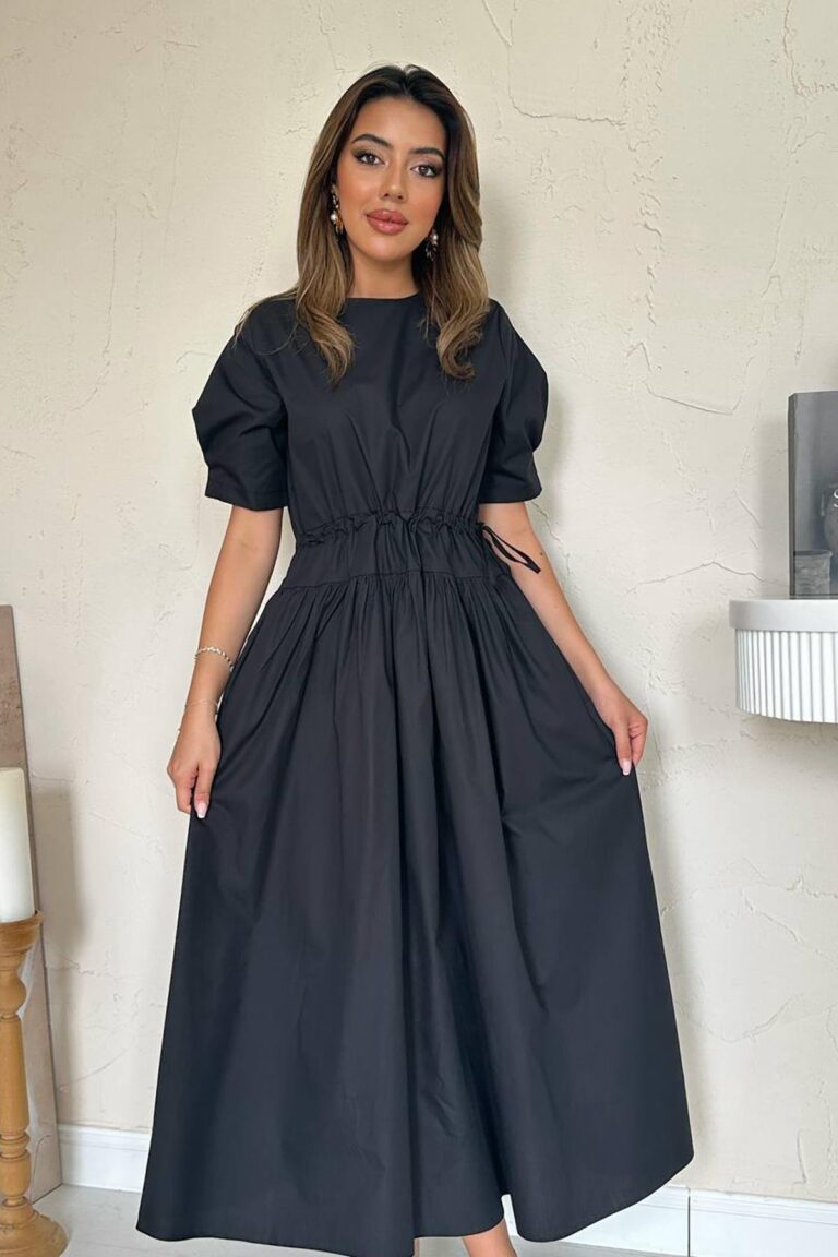 toptan-siyah-tunel-detay-poplin-elbise-0-af58